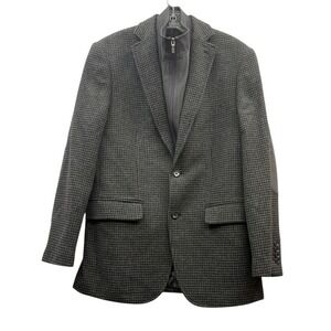 Marc Anthony Houndstooth Wool Blend Blazer Sport Coat Elbow Patches 38R